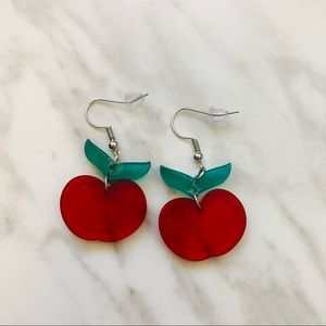 🎉 Red Apple Acrylic Dangle Earrings